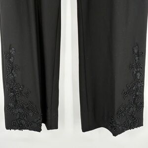 🧳 Karen Kane Black floral  Embroidery and appliqué leg Trousers